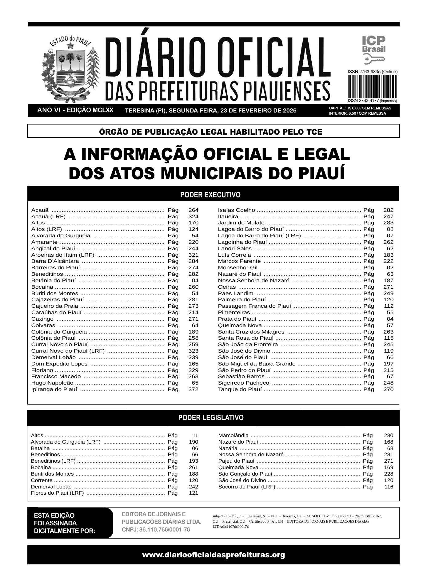 Assinatura Digital da última edição