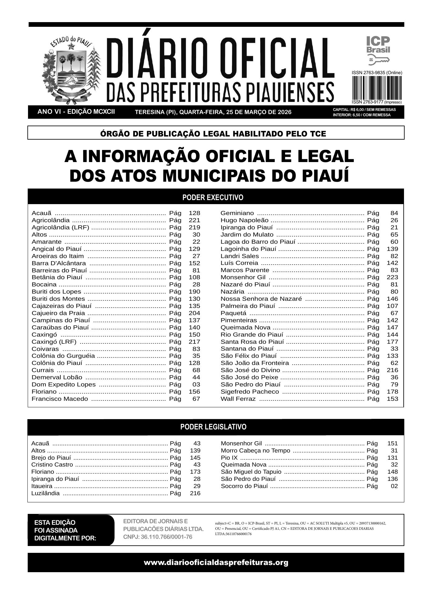 Assinatura Digital da última edição