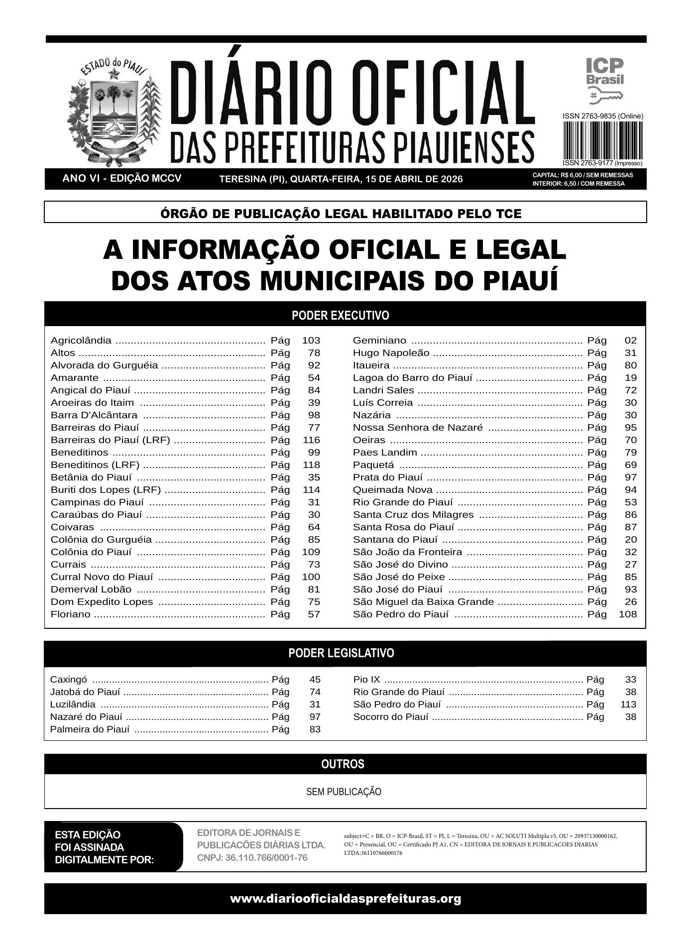 Assinatura Digital da última edição