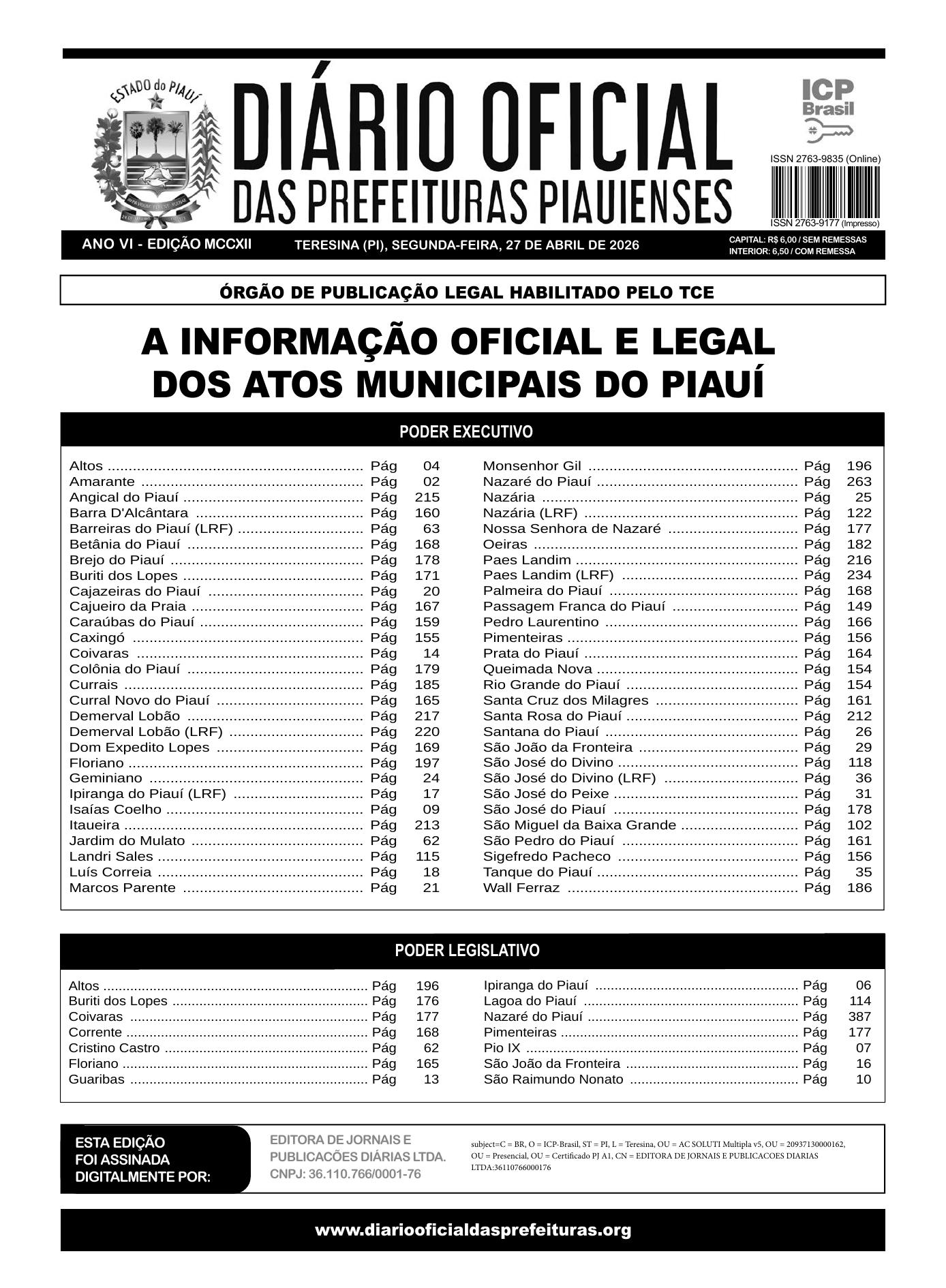 Assinatura Digital da última edição