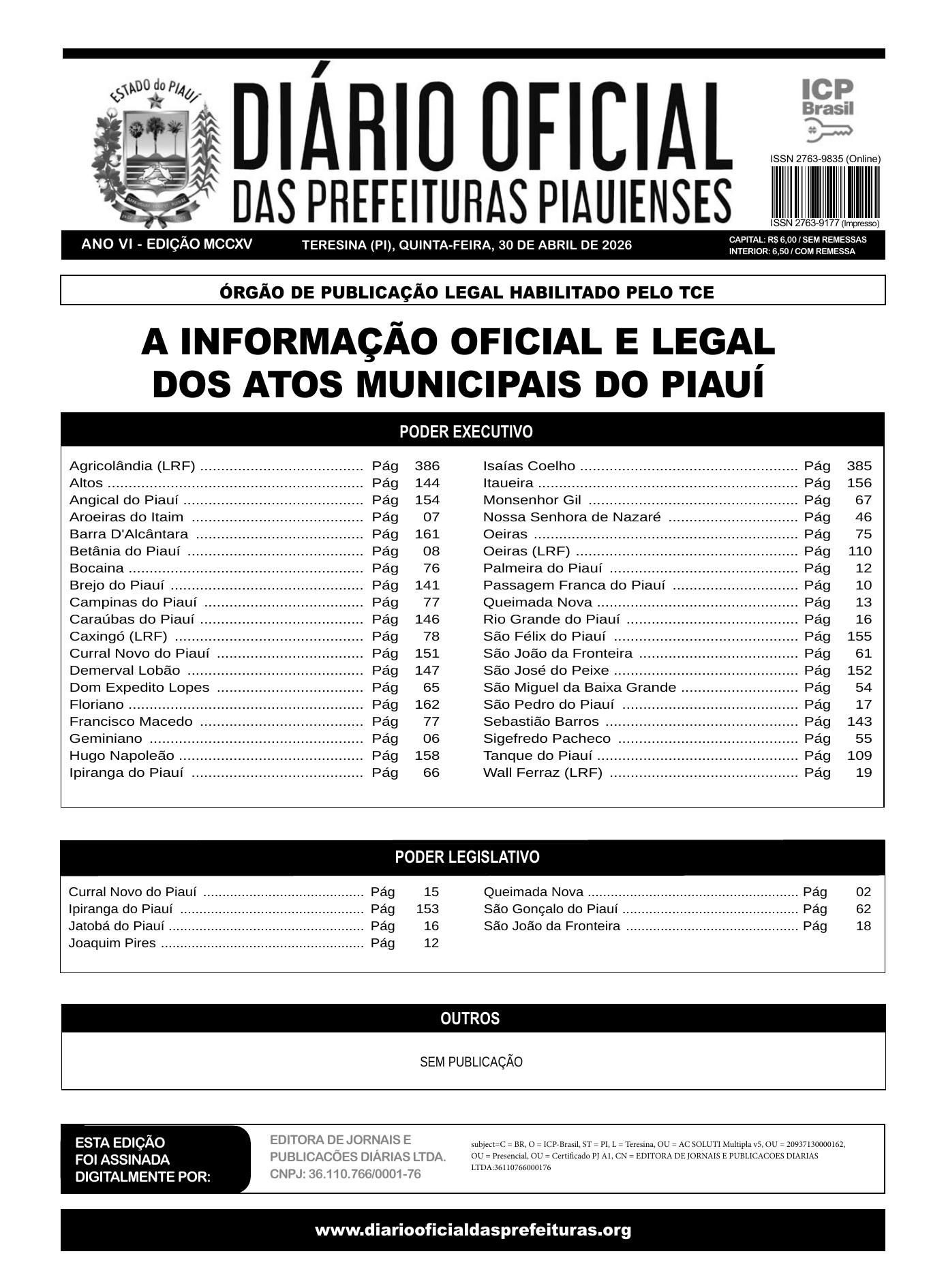 Assinatura Digital da última edição