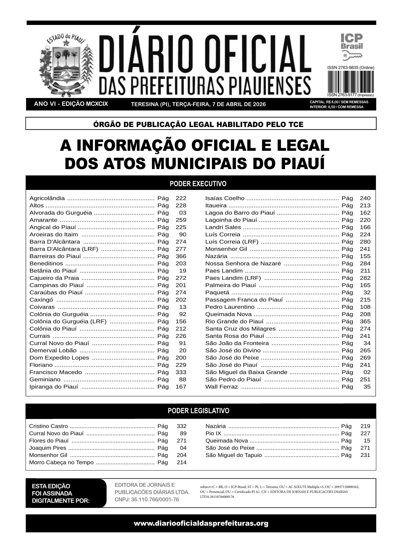 Assinatura Digital da última edição