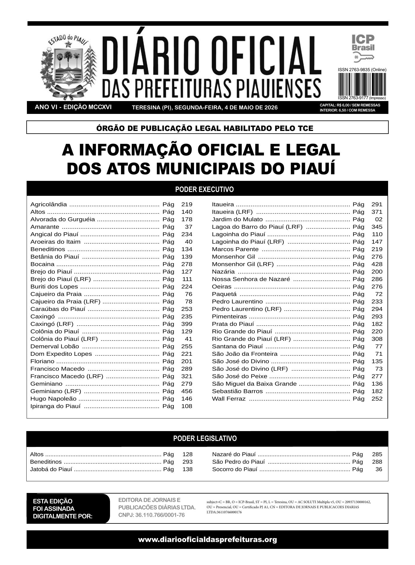 Assinatura Digital da última edição