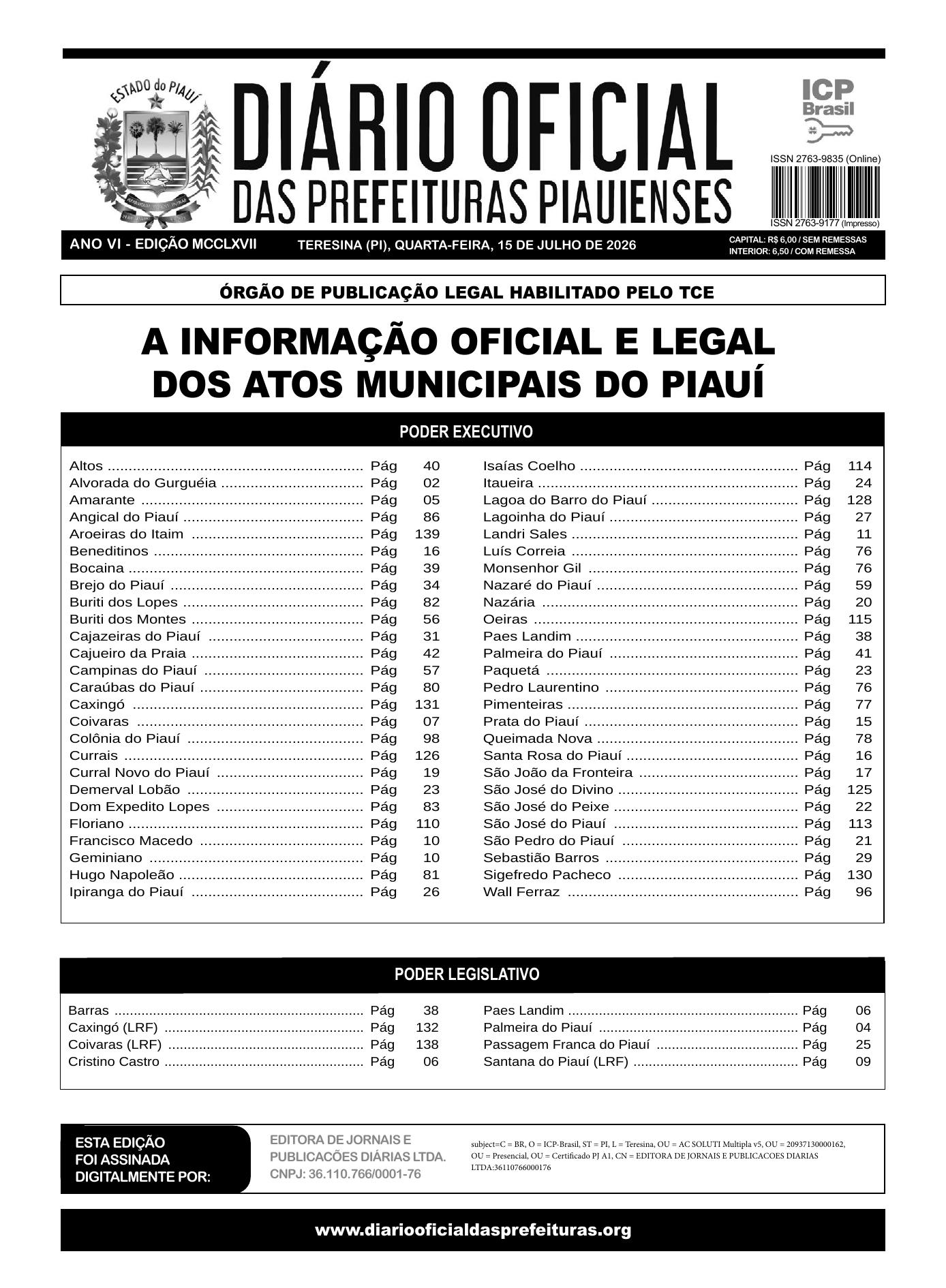 Assinatura Digital da última edição