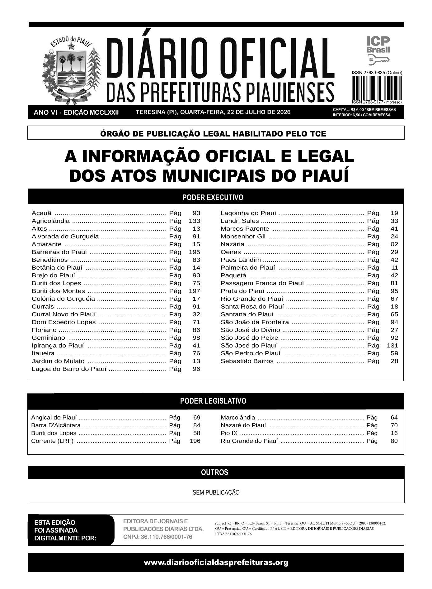 Assinatura Digital da última edição