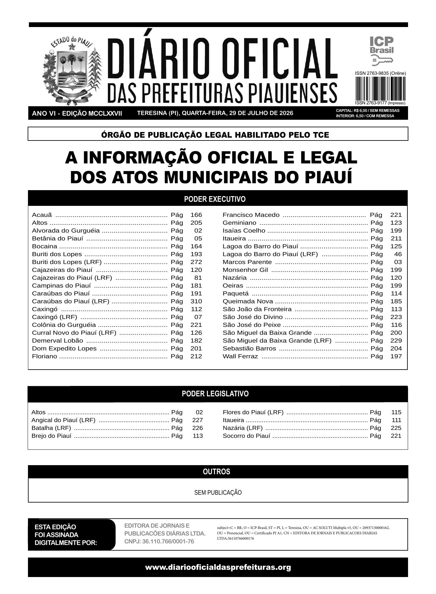Assinatura Digital da última edição