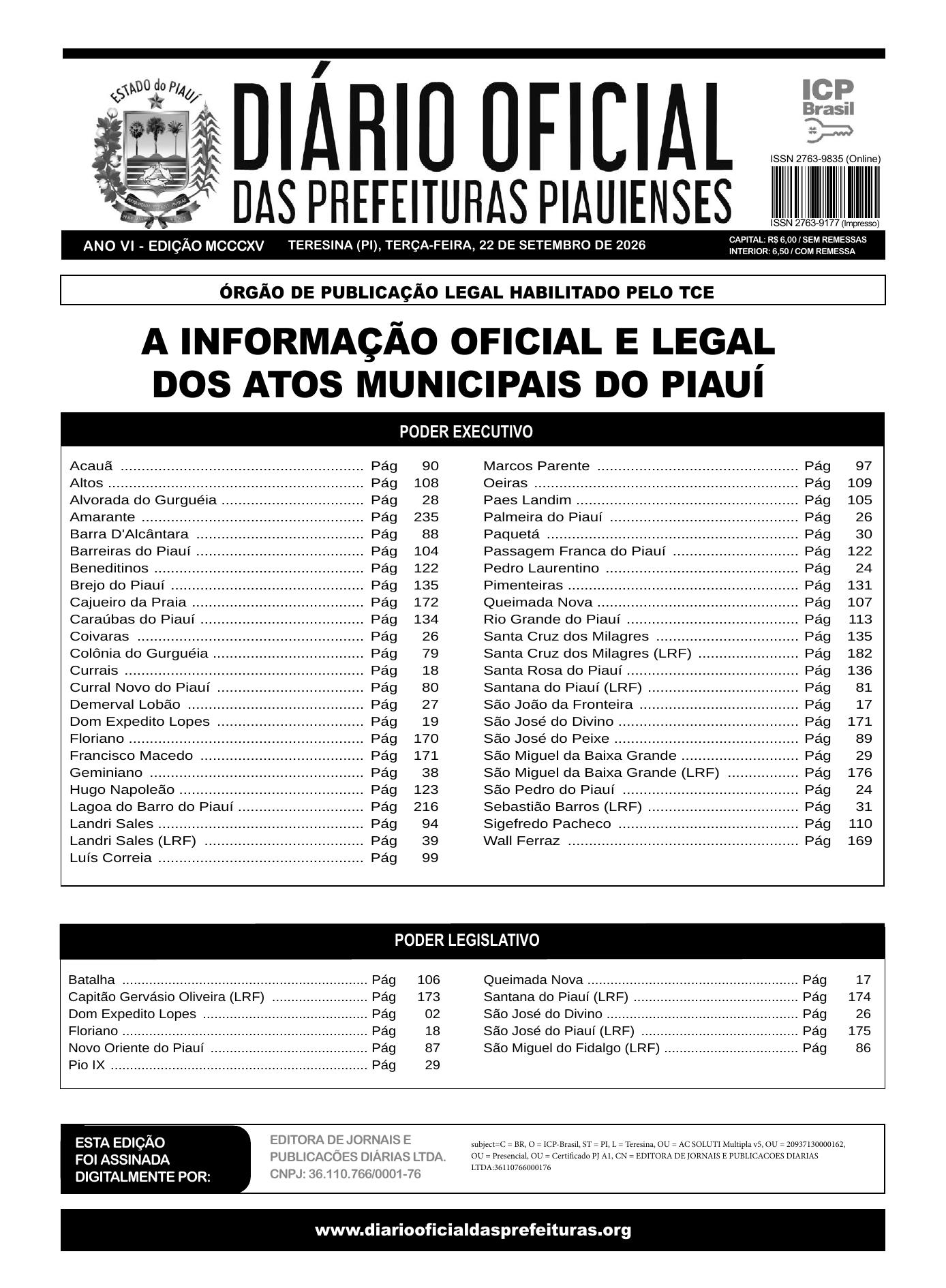 Assinatura Digital da última edição