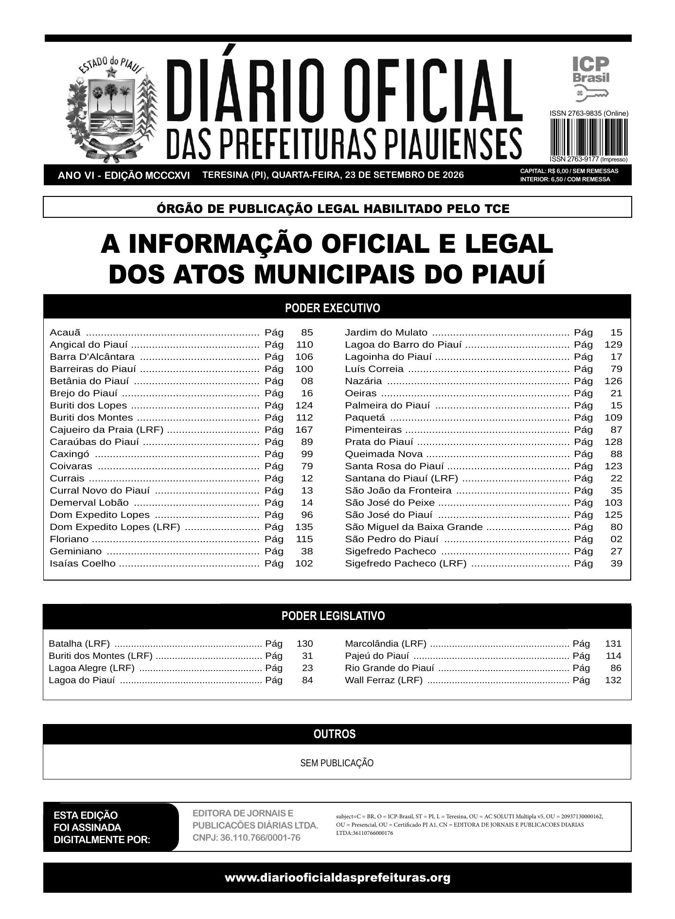 Assinatura Digital da última edição