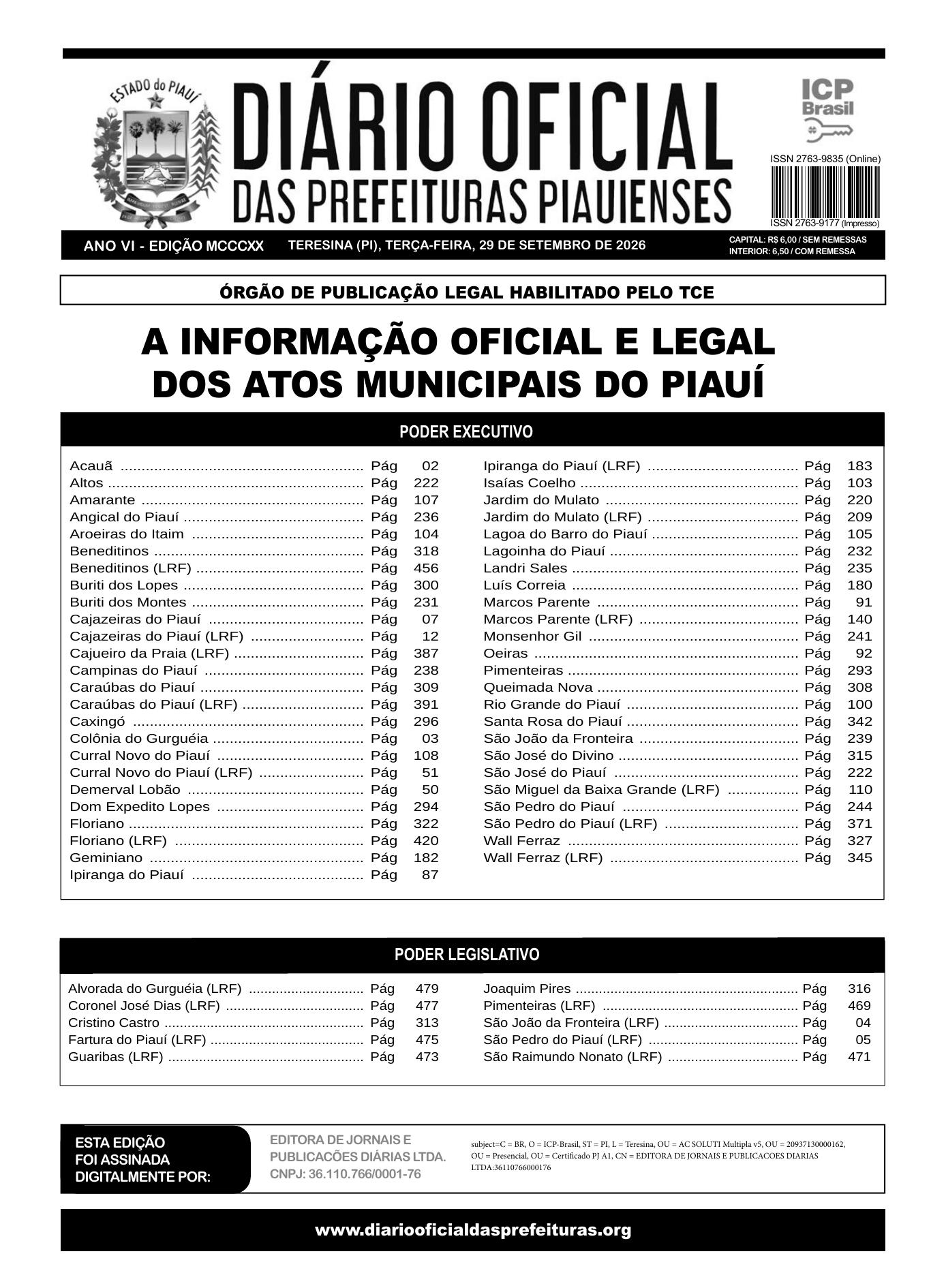 Assinatura Digital da última edição